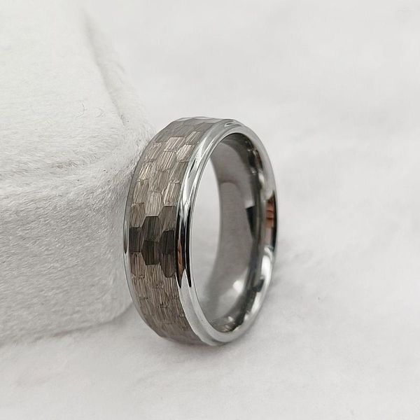 Eheringe Echter Wolframcarbid-Ring Cooler männlicher gehämmerter einzigartiger Modedesigner-Schmuck für Paare für Männer und Frauen