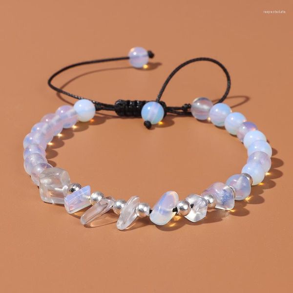 Charm Bracelets Natural Opal Stone Bracelet For Women Men Irregular 5-8mm Chips Beads Adjustable Rope Weave Jewelry Gifts
