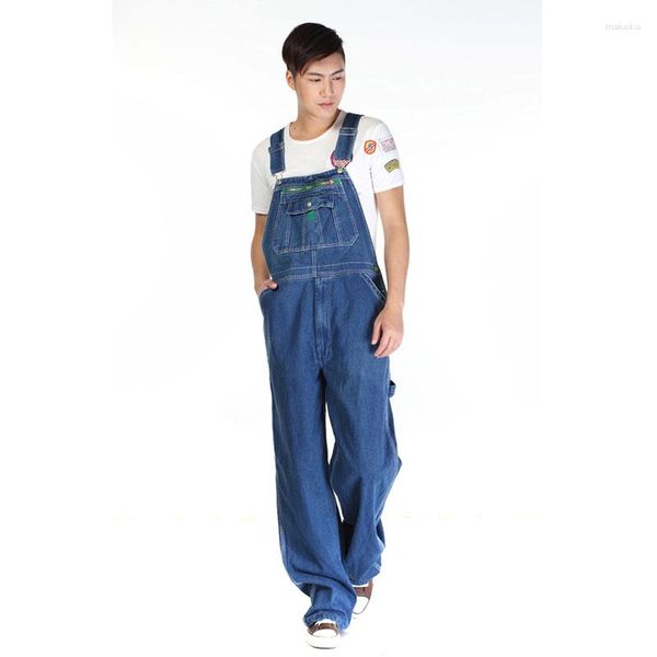 Herren-Jeans für Herren, Denim-Overall, Overall, große Größe, gerade Hose mit Riemen, Blau, weitere Größen 48 50