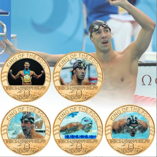 Arti e mestieri Popolare Moneta commemorativa del campione di nuoto Raccogli medaglione commemorativo di placcatura regalo Souvenir artigianale in metallo