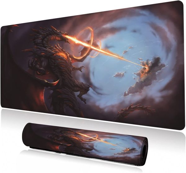 Mouse pad para jogos grande estendido Cool Dragon Flame tamanho XXL teclado mouse pad almofada de mesa 35,4 x 15,7 polegadas