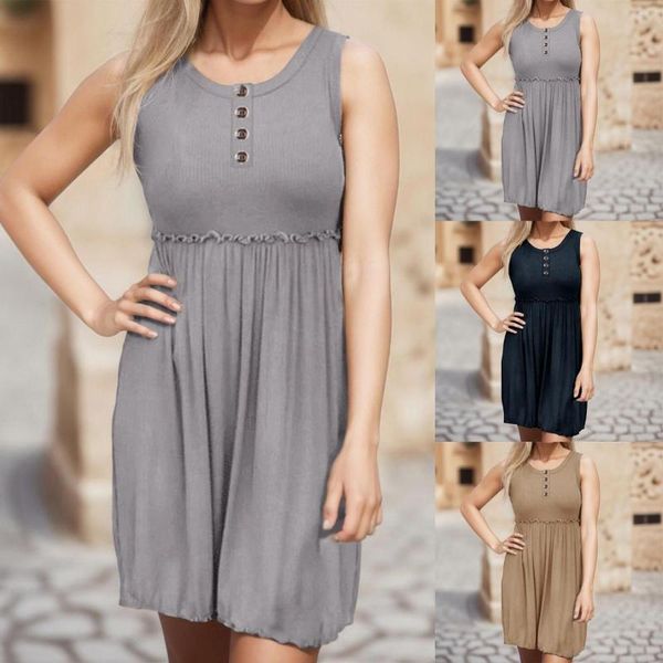 Lässige Kleider Damen Sling Kleid Urlaub Sexy Slim Solid Short Sommer Camisoles V-Ausschnitt rückenfrei ärmellos Slip Under L5