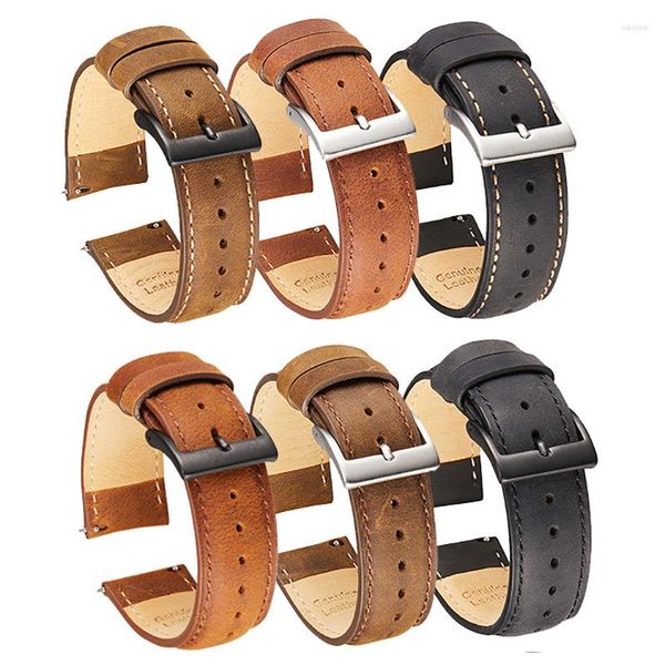 Uhrenarmbänder, die Crazy Horse-Echtlederarmband mit Schnellverschluss verkaufen. Mattes Vintage-Armband 20 mm 22 mm