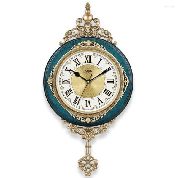 Relógios de parede Relógio digital retro europeu Sala de estar Pêndulo mudo Grande gosto elegante Decoração familiar Roma Luxo ZY50GZ