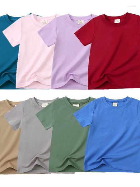 Kadın Tişörtleri 2023 Çocuklar Yaz Tişört Katı Pamuk Kısa Kollu Top Giyim Nefes Alabaş Giysiler Erkekler için Koreli Tees