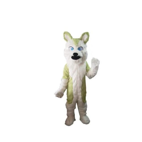 Trajes de mascote de lobo Husky de halloween Roupa de personagem de desenho animado Roupa de festa ao ar livre de Natal Tamanho adulto Vestuário de publicidade promocional