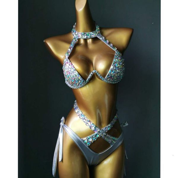 Женские купальники пляжные бикини набор Bling Stone Sexy Halter Push Up Swimsuit Регулируемая перекрестная бить