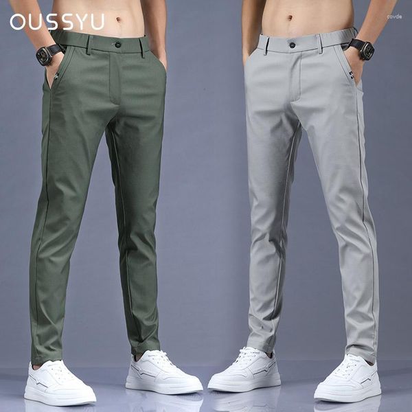 Calça Masculina Oussyu Marca Algodão Fino Casual Masculino Negócios Clássicos Em Linha Reta Moda Respiratória ExércitoGreen Grey Pant Trousers Masculino