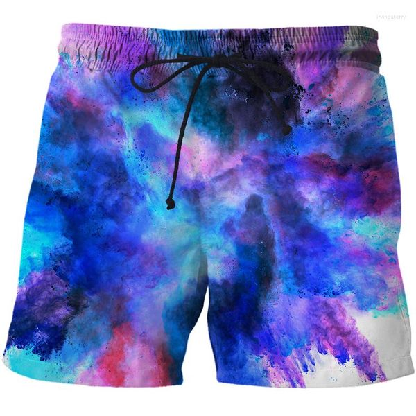 Herren-Shorts, 3D-Druck, kurze Hosen, Streetwear, lässig, gesprenkeltes Batikmuster, Sommer, lockere, atmungsaktive Herren-Board-Strandbadebekleidung