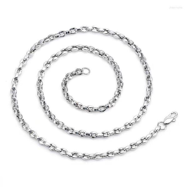 Catene Chicchi di caffè solidi Collana a catena a maglie Gioielli in acciaio inossidabile Colore argento Per uomo Donna 5mm 24 pollici Regali di moda Regalo perfetto