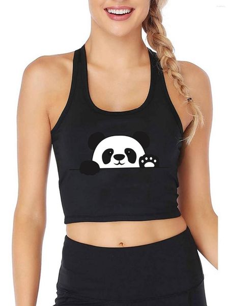 Canotte da donna Cartoon Panda cinese Grafica Sexy Crop Top Canotte traspiranti in puro cotone personalizzabili Amanti degli animali Canotta casual