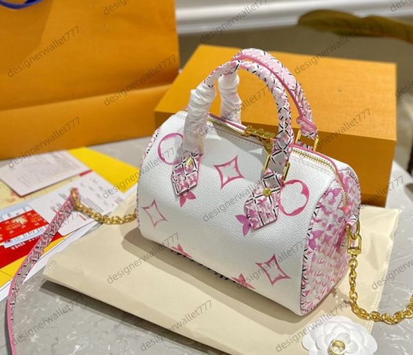 Womens Designer YK Speedy Bandouliere 25 Bag Face Print Yayoi Kusama Embroidery Leather Handbag joyful faces Tote upbeat energy Purse Wallet Bag M46426