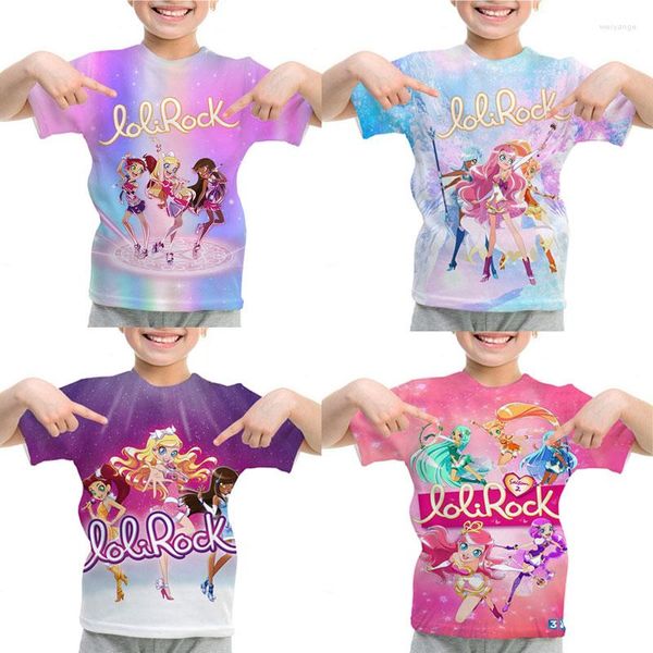 T-shirt da donna LoliRock T-shirt da ragazza magica Camicia da anime per bambini Top a maniche corte Estate O-Collo Abbigliamento per bambini T-shirt per neonate