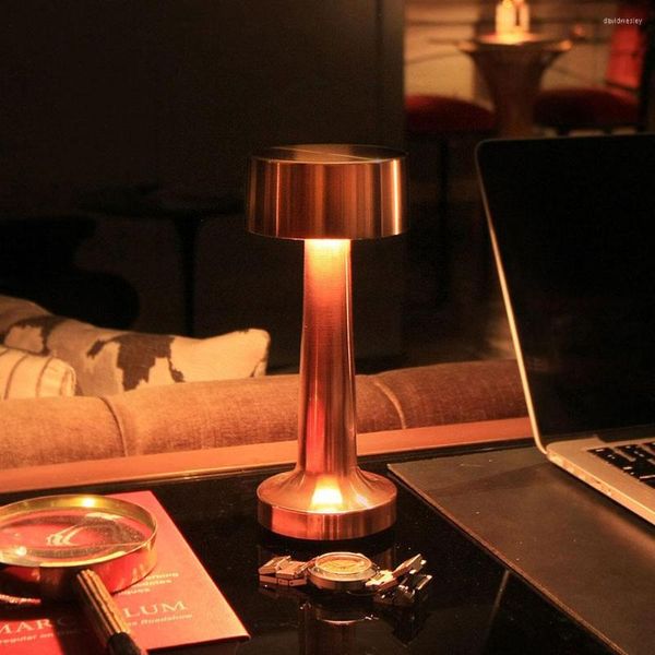 Masa lambaları retro lamba metal LED şarj dokunmatik anahtar masası bar kahve restoran dekorasyon karartma gece ışığı