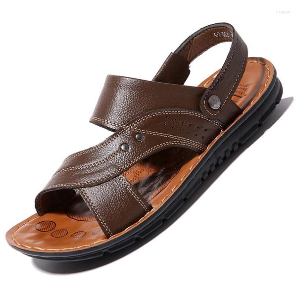 Sandalen Leder Männer Schuhe Plattform Schöne Bequeme Sommer Hausschuhe Alias Hombre Herren Zapatos Plus Größe 47