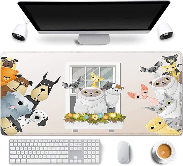Tappetino per mouse da gioco grande lungo esteso antiscivolo da 31,5x11,8 pollici con bordi cuciti Tastiera del computer Tappetino per mouse Tappetino per scrivania Simpatico animale