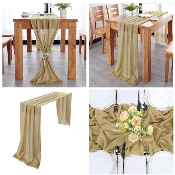 Toalha de mesa americana dourada chiffon estilo bandeira sólida festa decoração de casamento toalha de mesa dossel quarto bege