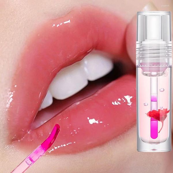 Brilho labial Óleo de flores Cores nutritivas Lábios em constante mudança Mais carnudo Hidratante Redução de linhas Cosméticos de longa duração