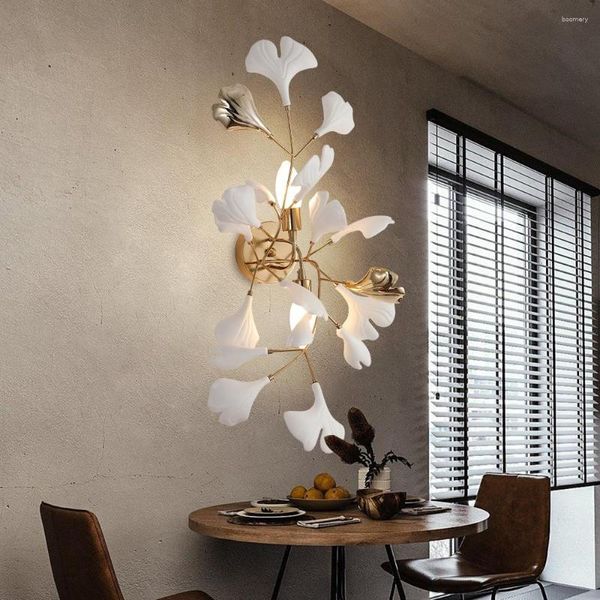 Duvar lambası 2023 Modern Tasarım Porselen Yapraklar Işıklar El Yatak Odası Lobi Oturma Odası Dekorasyon Lambaları Lüks