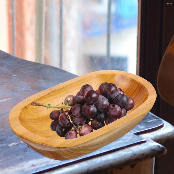 Set di stoviglie Piatto di frutta in legno Piatto da portata in legno Vassoio da scrivania Creativo Decorazione da tavolo Piatto da insalata
