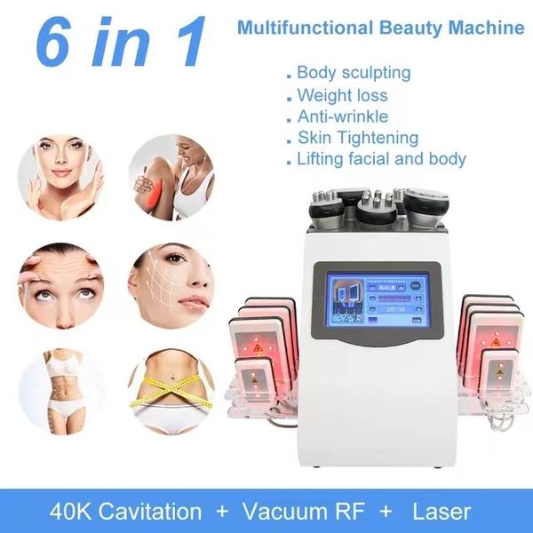 Nuovo caldo 6 in 1 40K cavitazione ad ultrasuoni vuoto radiofrequenza lipo laser macchina dimagrante pastiglie uso domestico