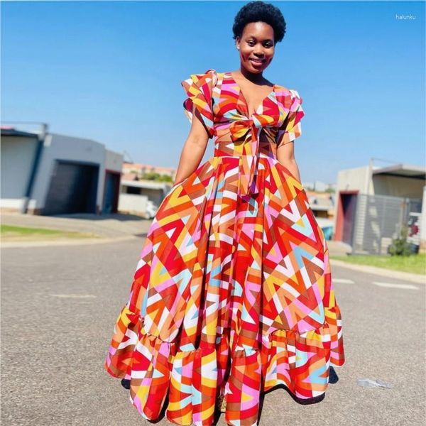 Ethnische Kleidung Zweiteilige passende Rock-Sets Sommerdruck Plissee Top Lose lange Mode Frauen Outfit Damen Traditionelle afrikanische