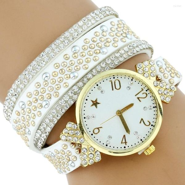 Armbanduhren Gnova Platinum Luxus Nieten Kristall Gold Armbanduhr Frauen Lederarmband Casual Vintage Quarz