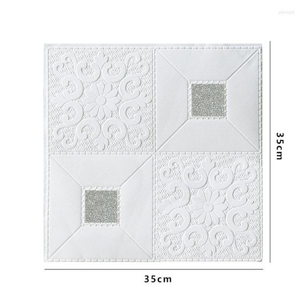 Sfondi 35cmx35cmx12pcs Adesivi murali 3d Carta da parati a rotolo continuo Carta da parati autoadesiva in schiuma impermeabile Sfondo Decorazioni per la casa Soffitto del tetto