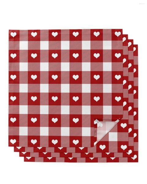 Tovagliolo da tavola San Valentino Love Red Plaid per la festa nuziale Tovaglietta stampata Strofinacci Cucina Sala da pranzo