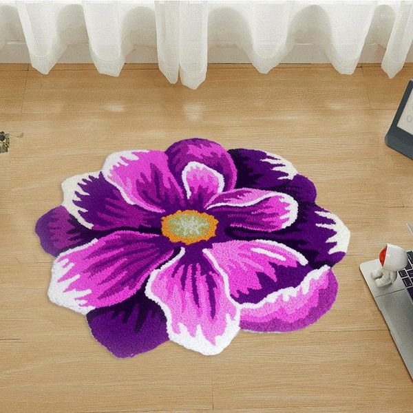 Tapetes dália peônia flor tapete para casa sala de estar quarto decoração artesanato bordado arte floral tapete cabeceira almofada banheiro tapete de chão