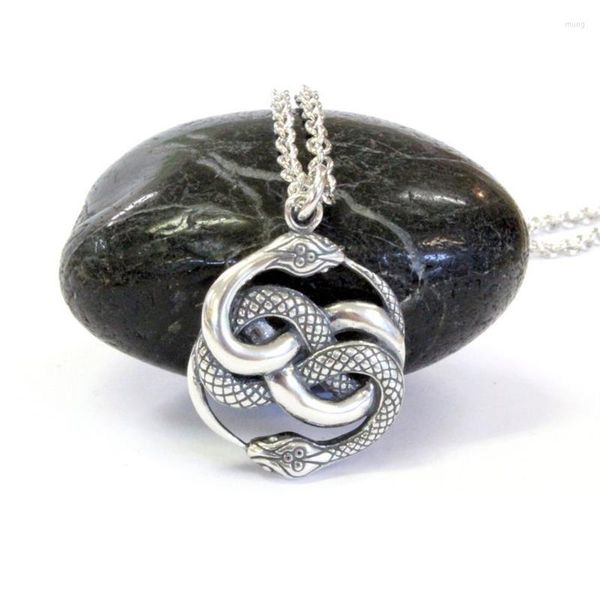 Colares com Pingente Retrô Tipo 8 Colar de Ouroboros Duplo Moda Feminina Metal Deslizante Acessórios para Animais Joias de Festa