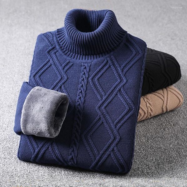 Suéter Masculino DIMI Quente Bottoming Casaco Casual Sueter Hombre Puro Algodão Suéter Gola Alta Masculino Inverno Coreano Vintage Mais Veludo Espessado