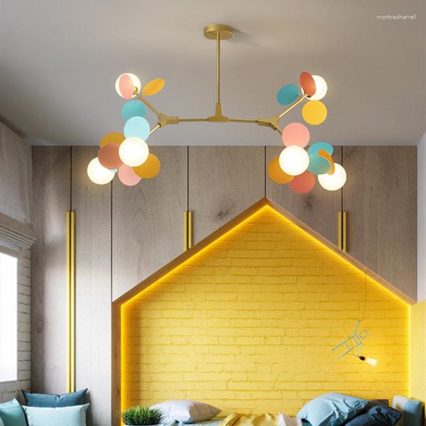 Luminárias pendentes nórdicas multicoloridas luzes da sala de estar arte criativa designe sala de estar quarto infantil decoração de café luminárias