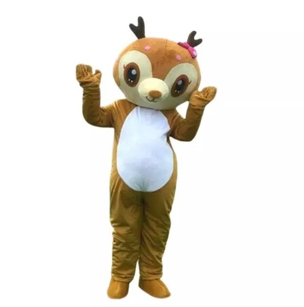 Halloween Party Cute Deer Mascot Costumes Personaggio dei cartoni animati Outfit Suit Xmas Outdoor Party Outfit Abbigliamento pubblicitario promozionale per adulti