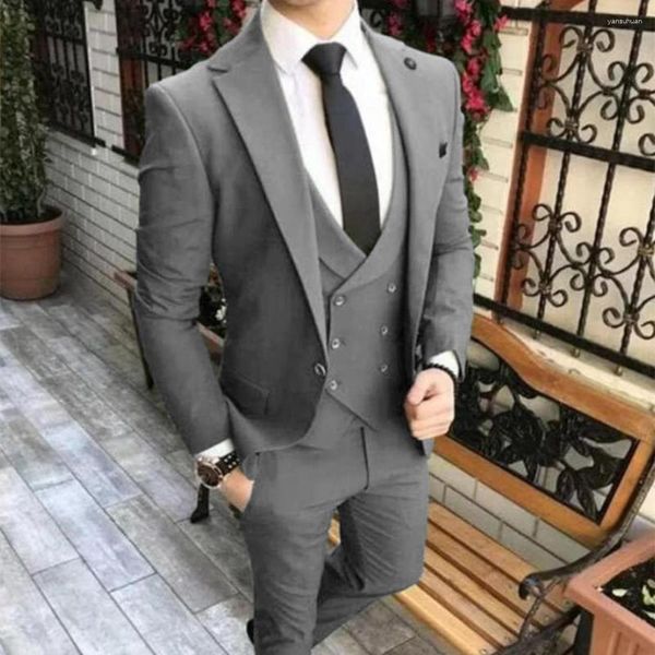 Ternos masculinos Terno de três peças para homens Slim Fit Vestidos de casamento de luxo 2023 Tendências Trajes Design de moda masculino completo