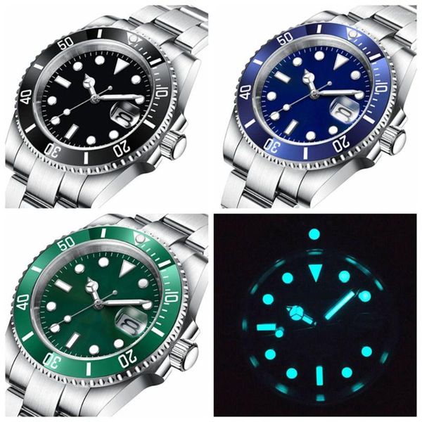 Наручительные часы NH35 сапфировые стеклянные автоматические наручные часы Механические мужчины Смотреть стерильный циферблат керамика 10BAR светящиеся спортивные мужские часы