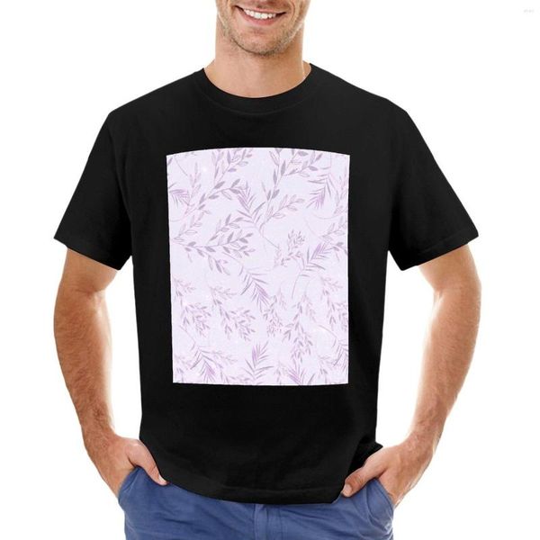 Herren Polos Luxus Blush Lavendel Glitzer Palmenblätter Blumen T-Shirt Sommer Tops Individuelles T-Shirt Herrenbekleidung