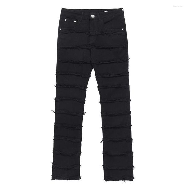 Jeans Masculino Buraco Rasgado Envelhecido Americano Vintage Homens Liso Lavado Harajuku Hip Hop Calças Denim Largas Estilo Vibe Calças Casuais