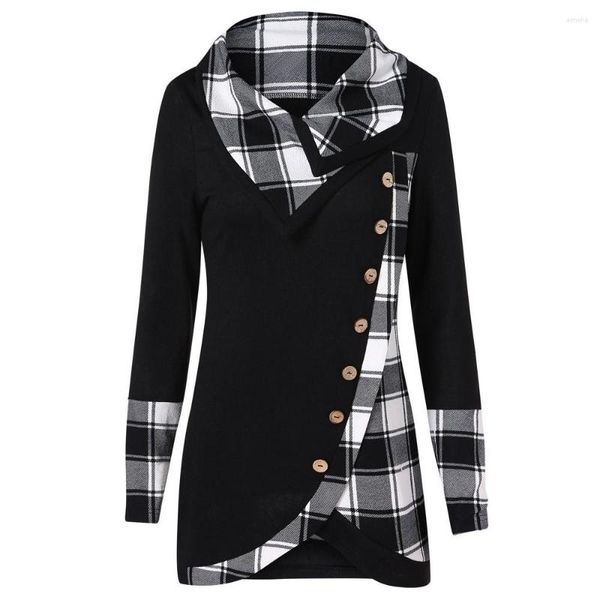 Damenblusen 2023 Mode Rollkragen Tunika Bluse Casual Winter Damen Plaid Bottom Tops Weibliche Frauen Langarmshirt Blusas Pullover