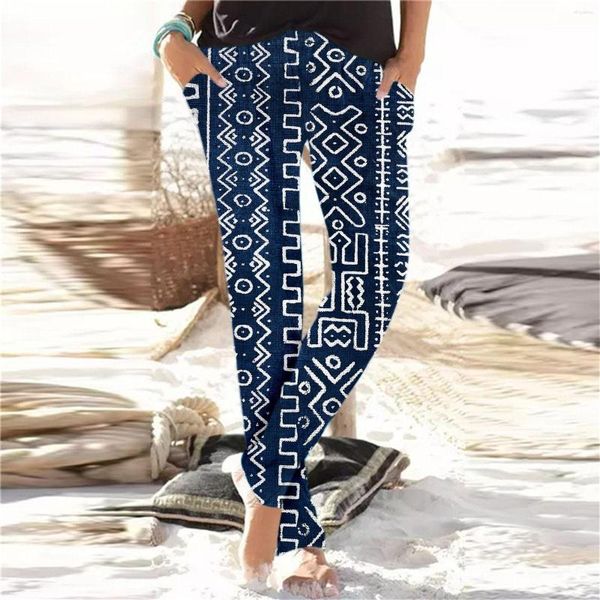 Pantaloni attivi Stampa floreale estiva Gamba larga Vintage Boho 2023 Pantaloni lunghi larghi da donna a vita alta Casual Lady Holiday Beach