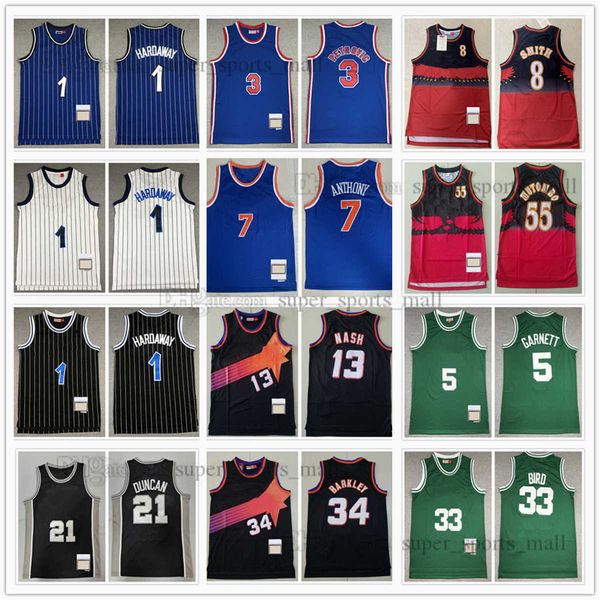 Venda de liquidação Jerseys de basquete Sprewell Patrick Ewing Penny Hardaway Kevin Garnett Russell Larry Bird Charles Barkley Steve Nash Mutombo Jersey