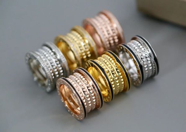 Coppia di anelli a fascia con diamanti placcati in oro 18 carati Uomo Donna Gioielli in zirconi in acciaio inossidabile Regali per accessori per anelli