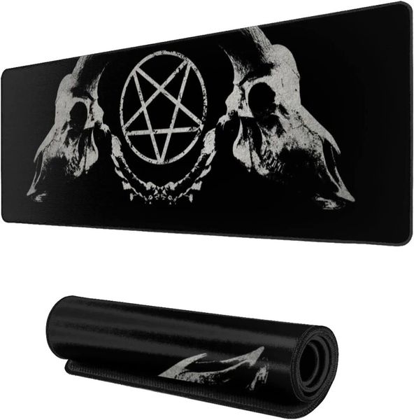 Gothic Occult Satan Penta Symbol Skull XL Großes Mauspad, rutschfest, lang, verlängerte Pads, Mousepad, Gummi-Tischmatte, 80 x 30 cm