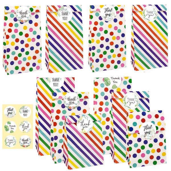 Подарочная упаковка 18Sets Rainbow Stripe Dot бумажные пакеты свадебная рождественская вечеринка Сумка для ручной работы СПАСИБЕ