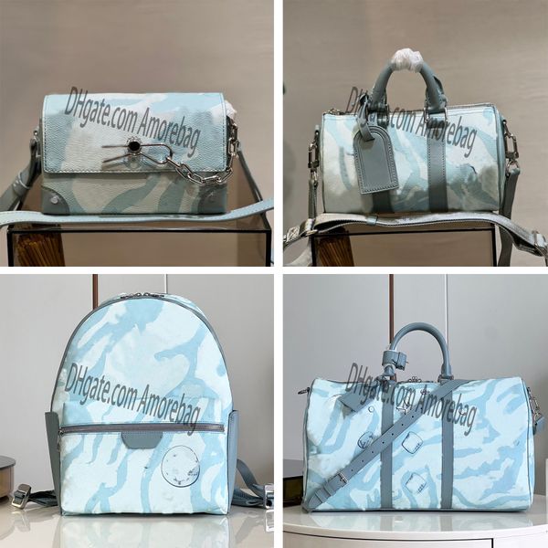 Damen Steam Tragbare Geldbörse Crystal Blue Steam Chain Messenger Drop Print Herrentasche Designer-Umhängetasche