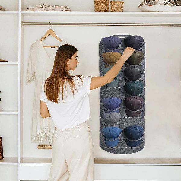 Caixas de armazenamento Boné de beisebol dobrável Bolsa pendurada Porta traseira Suporte para chapéu Rack Guarda-roupa Organizador Suprimentos de exibição