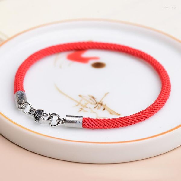 Braccialetti con ciondoli Bracciale in corda rossa placcato argento Braccialetti fortunati classici Perline adatte Gioielli fai-da-te Regalo di compleanno per ragazza fatto a mano