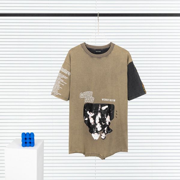 BLCG LENCIA 2023 Summer New 250g 100% Cotton T-shirt Men High Quality Print Color Sleeve Drop Tshirts Oversize Tops 202363