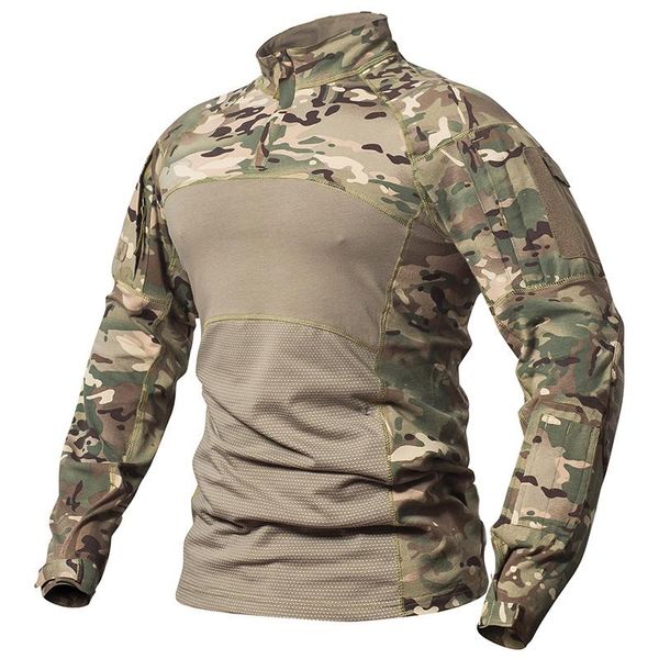 Blazer magliette tattiche maschile mimetico mimetico uniforme di cotone rumo soldati da combattimento maglietta militare multicam camicie a maniche lunghe