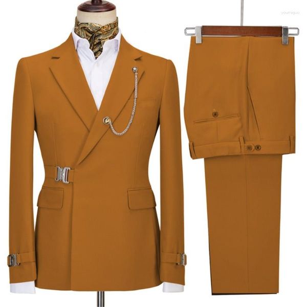 Мужские костюмы коричневый пояс дизайн мужской 2 шт.